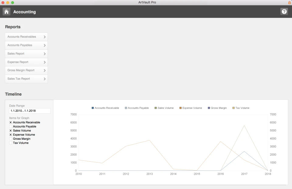 screenshot of ArtVault Pro